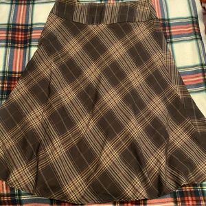 New York clothing co. dark brown plaid skirt
